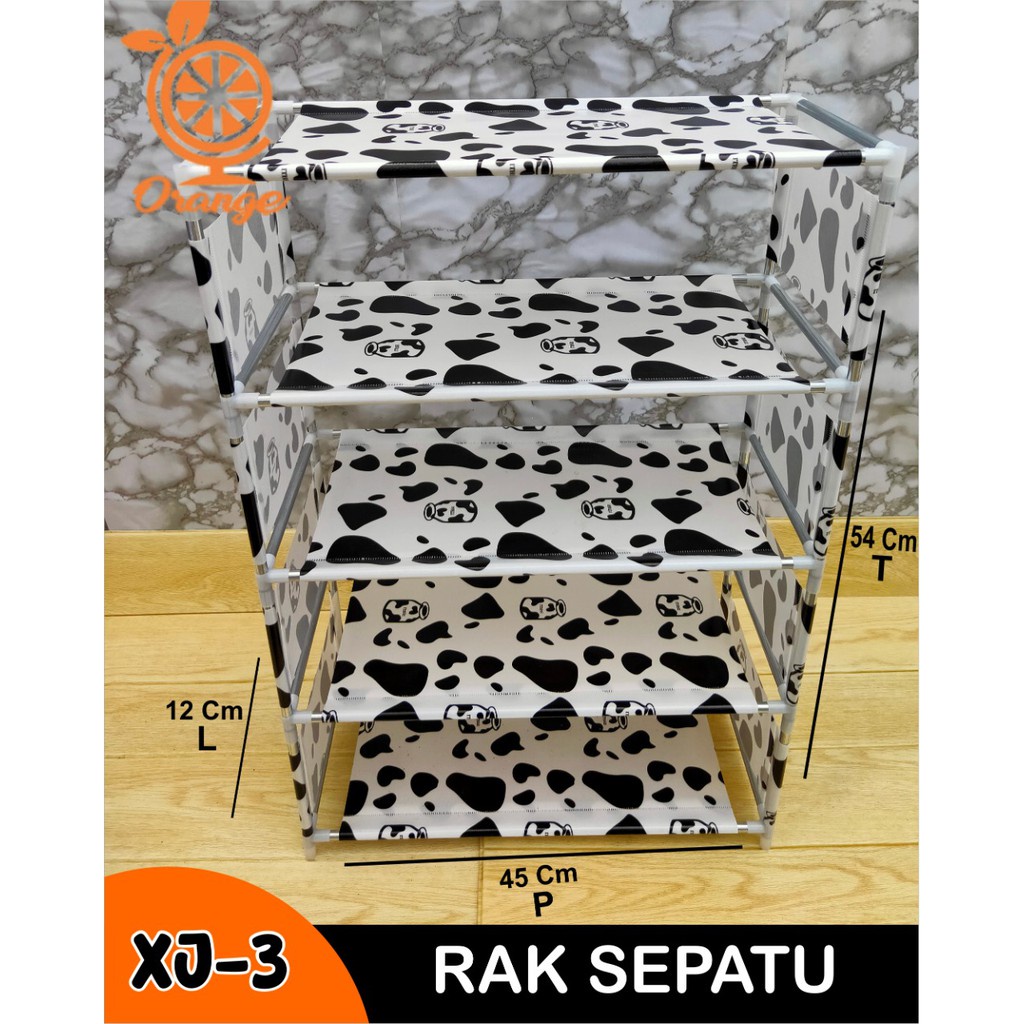 Rak Sepatu 4 Susun Rak Sepatu Portable Motif Lucu Polkadot Moo Rak Sepatu 4 Ruang Serbaguna GOSHOP88