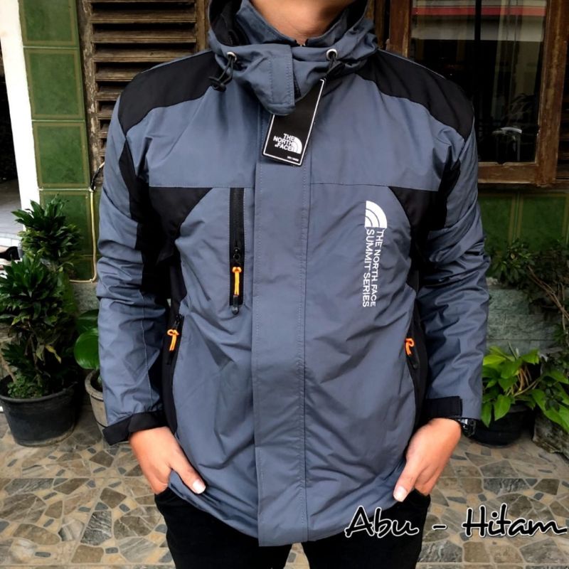 Jaket Tad Polos Murah / Jaket Gunung / Jaket Outdor Pria | Jaket Motor Harian | Jaket Couch-ABU TUA HITAM DOWN