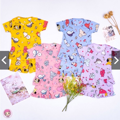 Setelan Ruffle Anak Perempuan Karkater / Set Ruffle Anak Perempuan Karakter Kartun