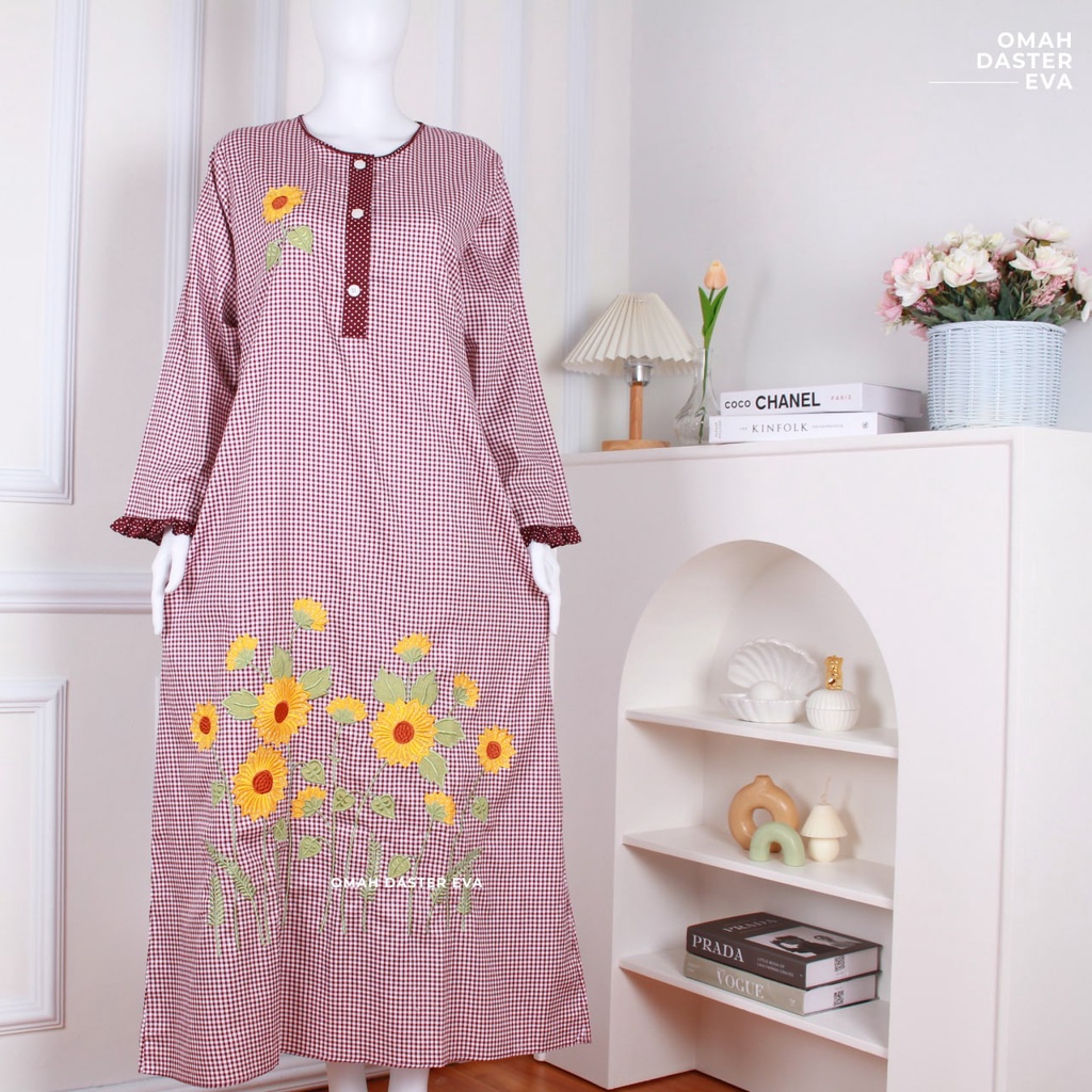 Daster Panjang Burgundy Bordir Original Omah Daster Eva Busui Friendly