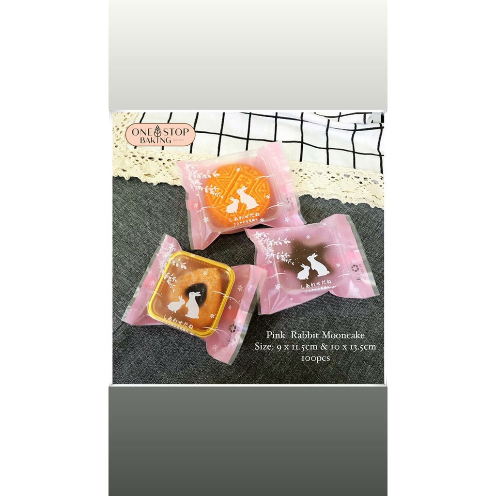 Plastic Cookies Pink Rabbit Moon Cake
