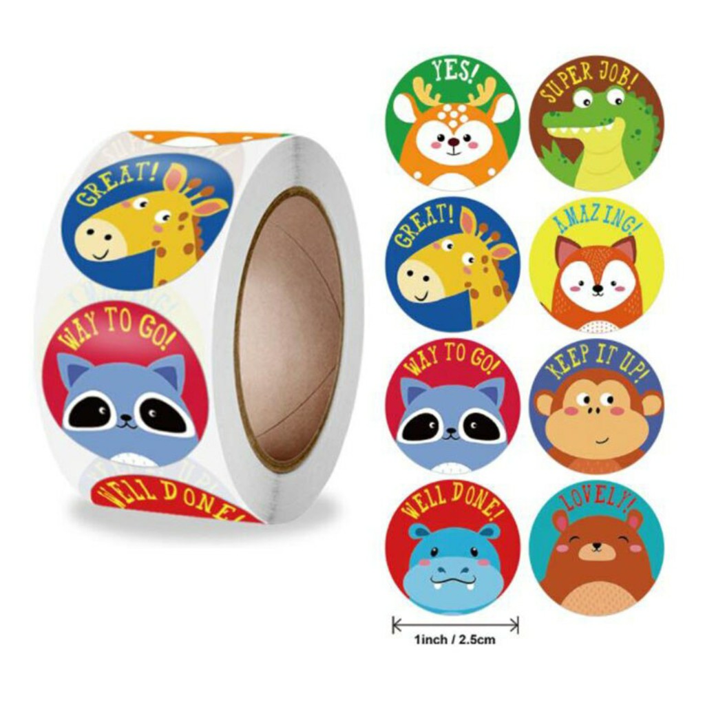 

Stiker Label Reward Bulat Hewan Sticker Label Reward Bulat Binatang buat Anak Lucu D 2.5 cm isi 8bh stiker