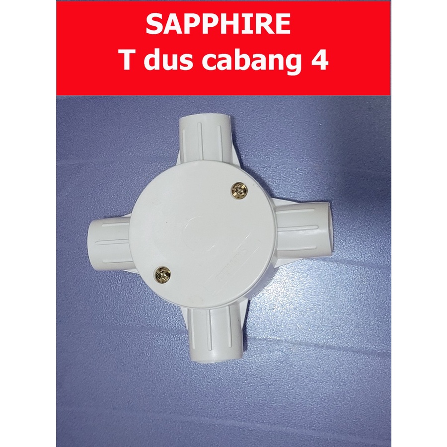 Tdus Cabang 4 SAPPHIRE 20mm | T-dus T dus PUTIH Box Kabel Tee