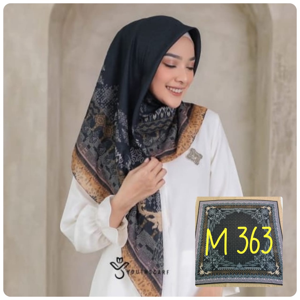BESTSELLER Hijab Segiempat Voal Motif Printing Lasercut Kerudung Motif Square Grosir Jilbab Murah NN hijab-M363