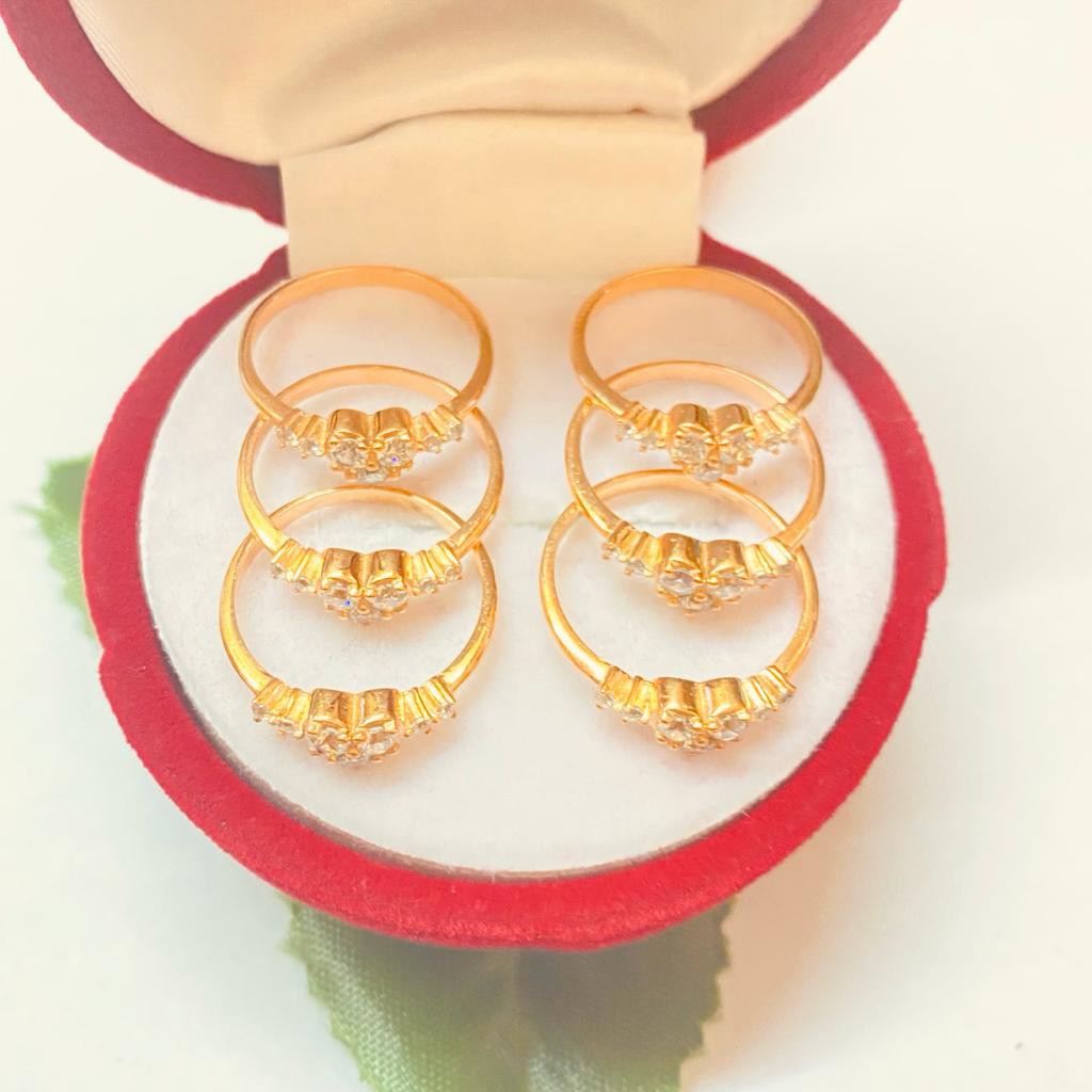 Cincin love permata baris impor, perak 925, sepuh emas kuning