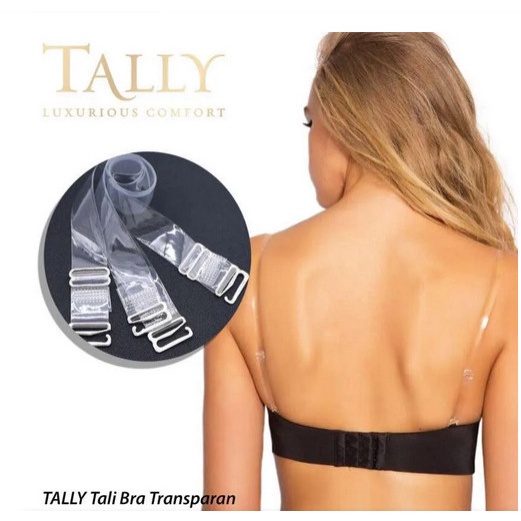 Tali BH Bra Tally Strap Kain &amp; Silicon Transparan Bening Asli Tally