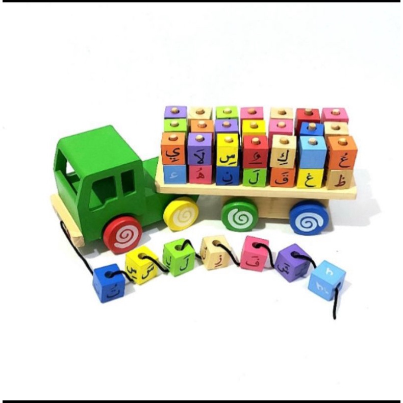 Truck Hijaiyah/Mobil Huruf Hijaiyah/Mainan Kayu Hijaiyah