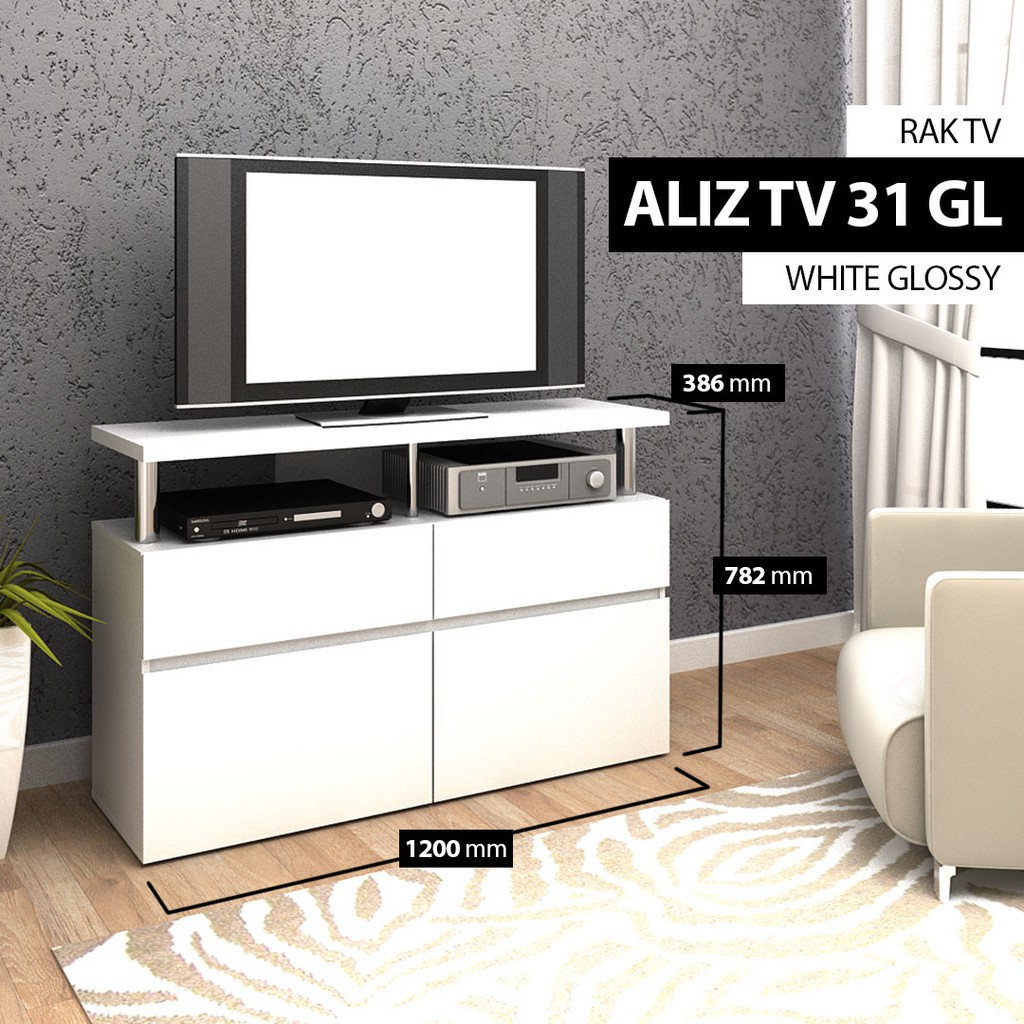 Bavarian Rak TV / Meja TV  WHITE GLOSSY (ALIZ 31 GL)
