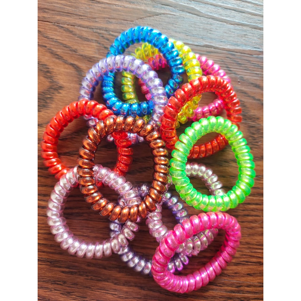 Karet spiral rambut metalik besar