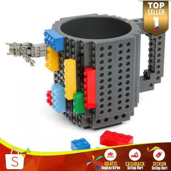 Gelas Mug Lego Terbaru Build-on Brick Unik Gelas Plastik Aman Digunakan Media Menempel Blok Puzzle