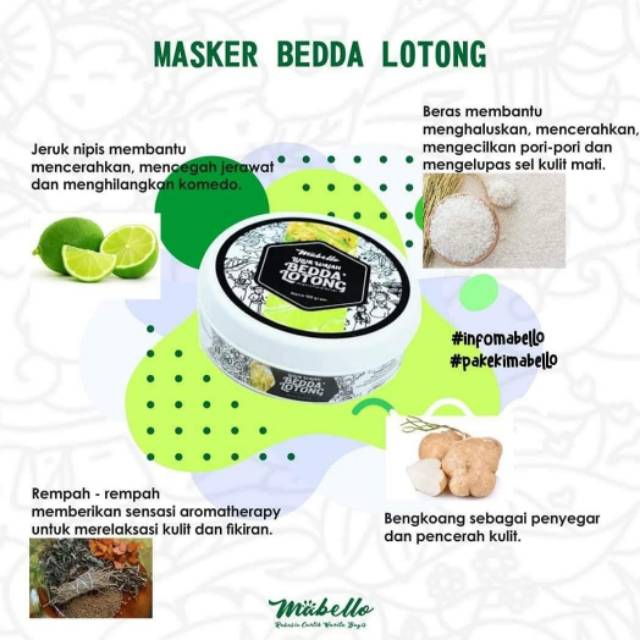Masker Wajah Bedak Lotong Mabello