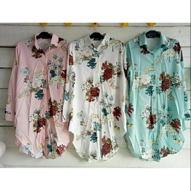 Tunik zara  nagita flower print katun silk import