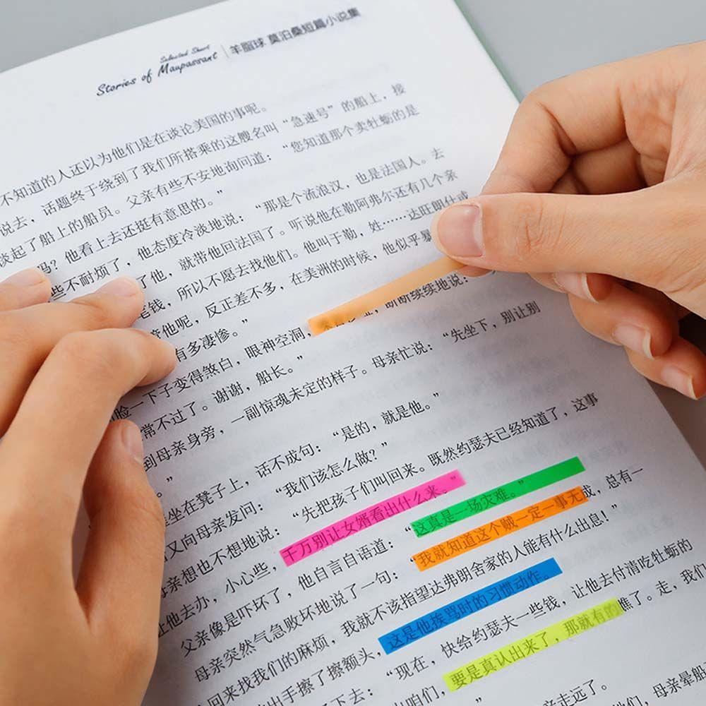 [Elegan] Tab Indeks Neon Perekat Diri Multicolor Transparan Tahan Air Penanda Halaman Perlengkapan Kantor Sekolah Sticky Note