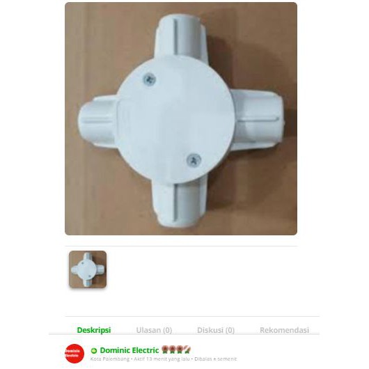 T-Dus 20mm Cabang 4 Biasa untuk Pipa Listrik/ Boss/ Clipsal/ Tee dos