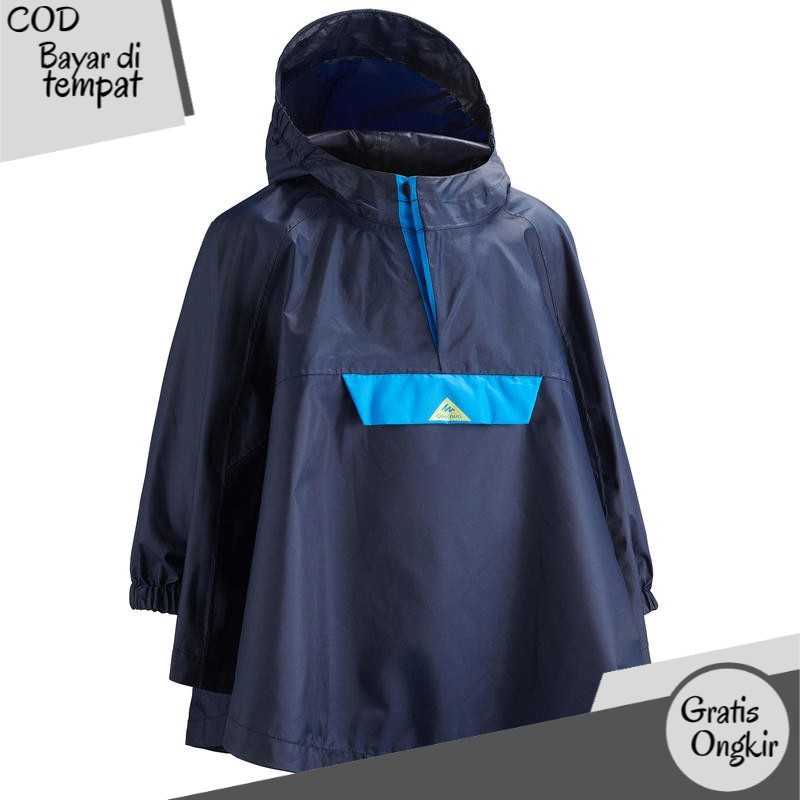 Decathlon Quechua Jas Hujan Poncho Anak Mh100 - Biru Gelap - 8503122 TN2