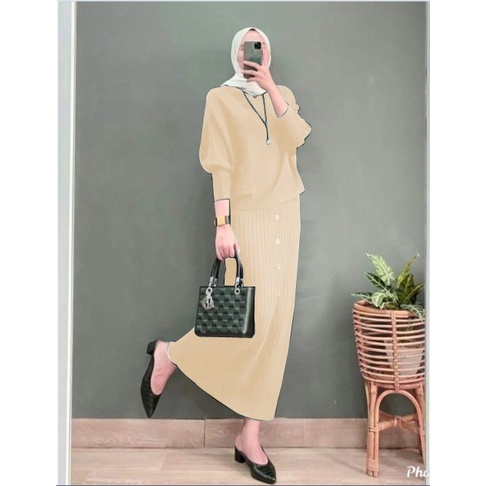 HOPYLOVY JUMBO Setelan Wanita Kekinian Mango Knit Set Anya Jumbo