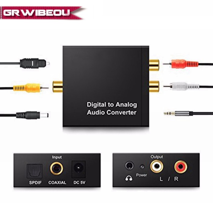 Konverter Audio Digital Coaxial Toslink ke Analog 3.5mm AUX RCA R/L