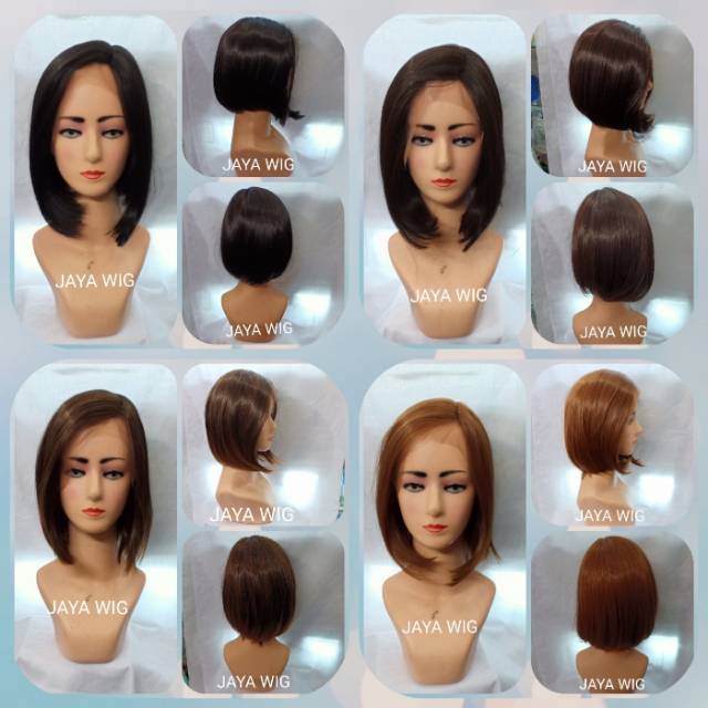 Lace Wig Lurus Pendek Sedagu Rambut Palsu Wanita Model Bob Pendek