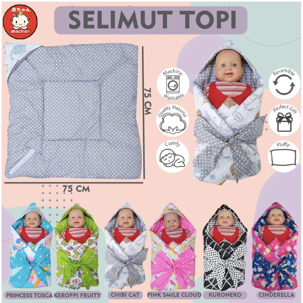 Shabby Pink Selimut topi pita Akachan baby blanket selimut bayi kado lahiran