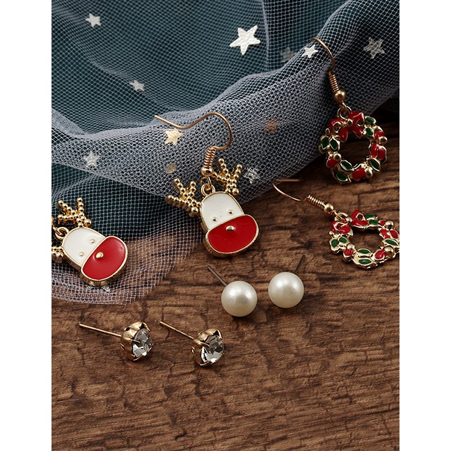 LRC Anting Gantung Fashion Color Christmas Cartoon Earrings D27991