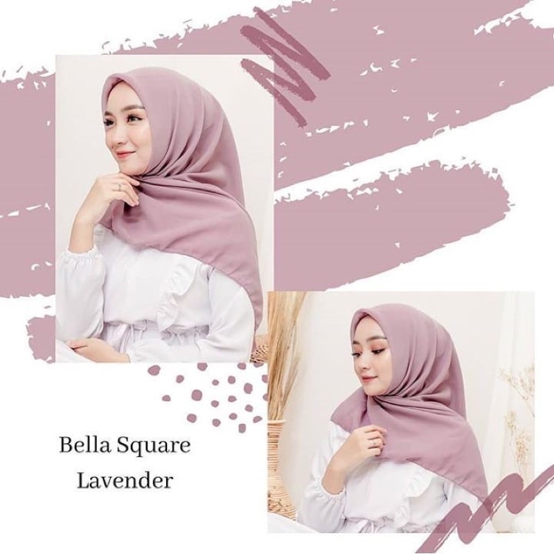 Hijab bella square by rasaqi kebaya/Kerudung Segiempat Polos BELLA SQUARE Hijab Pollycotton Jilbab Bela