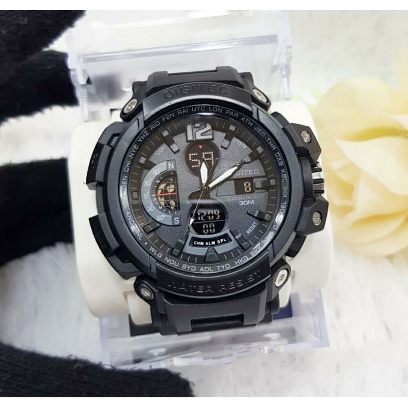 jam tangan digitec original jumbo DG-2120T DA-2120T DG2120 fullblack untuk pria pergelangan besar