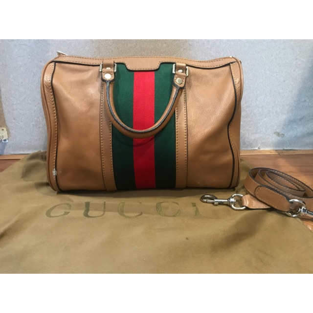 (SOLD) Tas Preloved GUCCI Web Boston Second