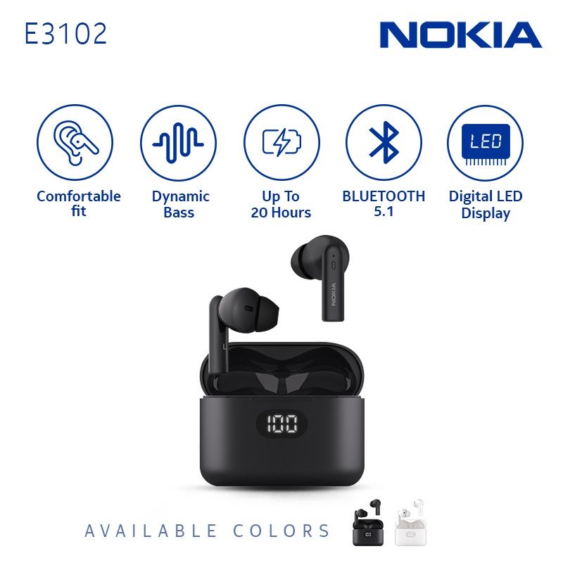 TWS Nokia E3102 Original True Wireless Earphone Bluetooth 5.1 Resmi
