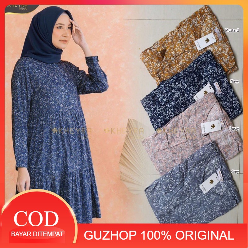 GUZHOP - TERBARU VERANIA TUNIC ORIGINAL BY KHEYRA HIJAB / TUNIK RAYON / TUNIK MOTIF BUNGA