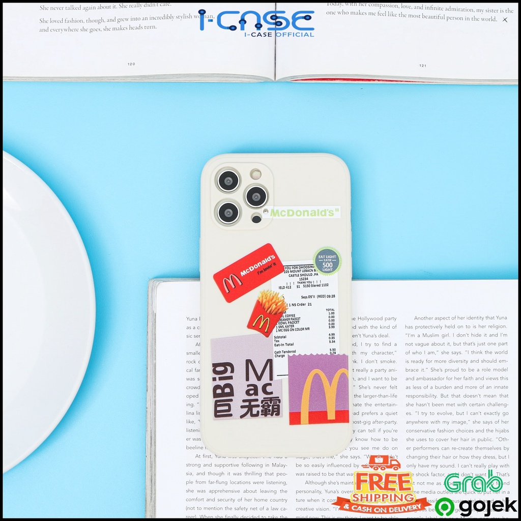 Soft Case Vivo Y91 Y91C Y12 Y12S Y20 Y30 Y50 Mcdonalds French Fries &amp; Hot Dog Edge Square Full Lens Cover Casing