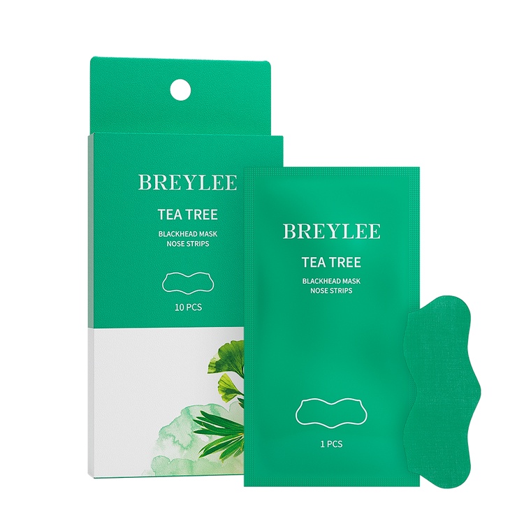 Pengecil pori pori wajah BREYLEE TEA TREE BLACKHEAD MASK NOSE STRIPS 10pcs