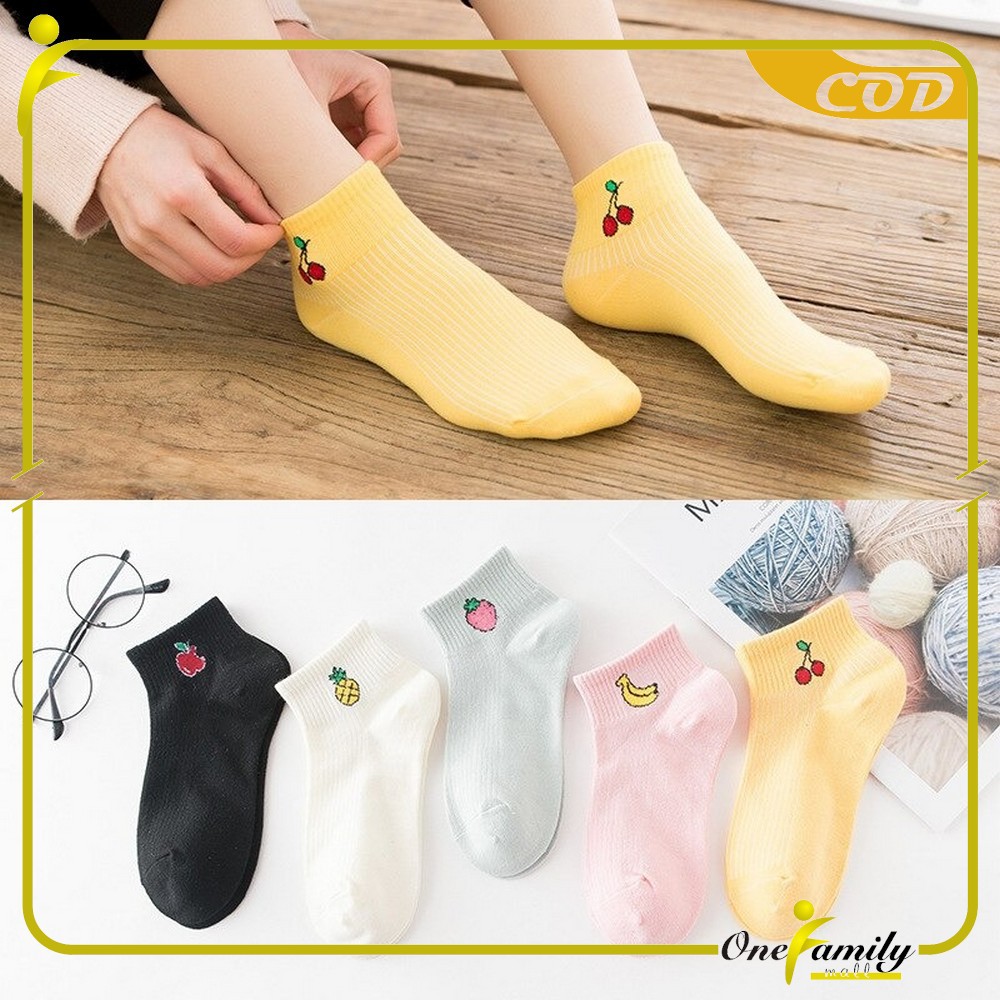 ONE - P55-P58 Kaos Kaki Pendek Dewasa / Kaos Kaki Semata Kaki Polos / Kaos Kaki Ankle Wanita Motif-3