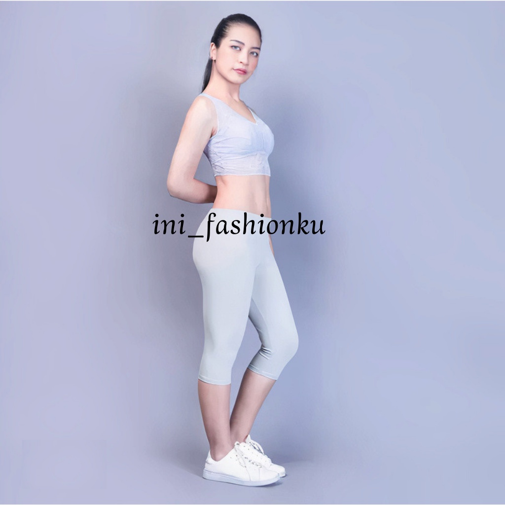 ( BISA COD ) Legging Pendek 3/4 Selutut Spandex Tebal Remaja ABG Dewasa Lejing Olahraga Fitness Senam Leging 3 4 Bawah Lutut adem Legging 3 per 4 BISA GROSIR