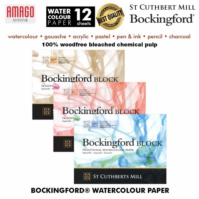 Bockingford Watercolour Paper - Rough Grain - Block - 12 lbr - 410x310mm - 300g