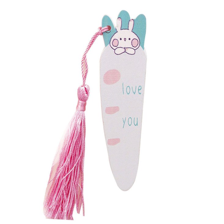 

PEMBATAS BUKU KAYU UNIK DENGAN RUMBAI CANTIK BENTUK CARROT RABBIT LUCU / BOOKMARK CUTE