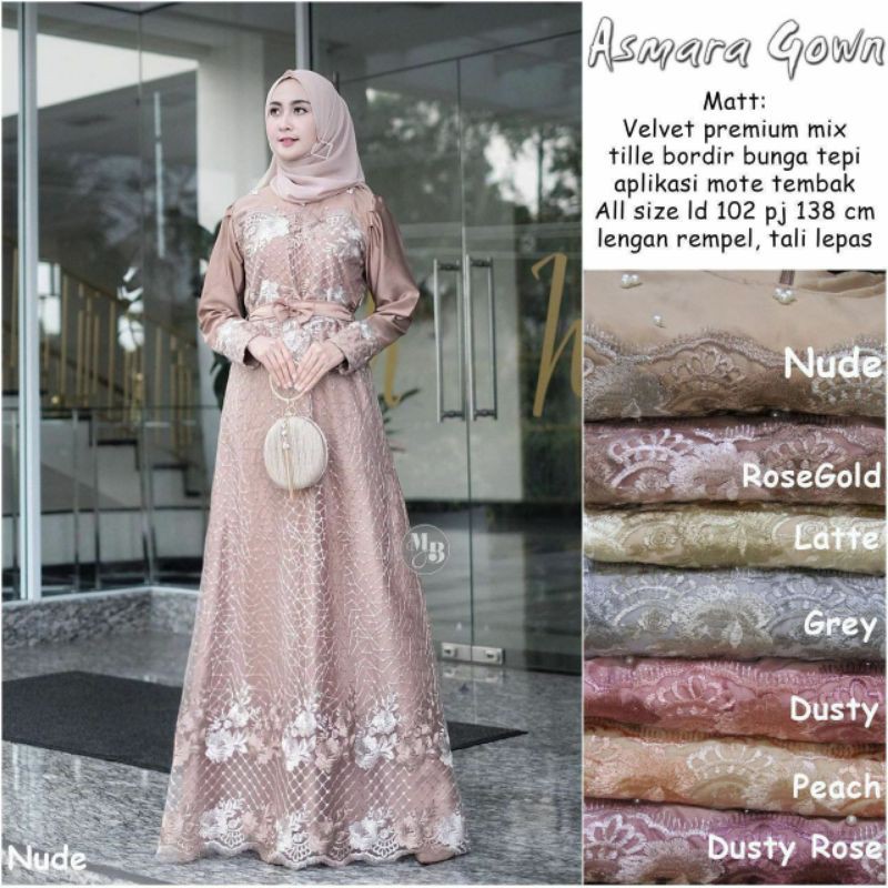 GAMIS BROKAT ASMARA GOWN ADA SIZE JUMBO/GAMIS WANITA TERBARU/DRESS WANITA BROKAT