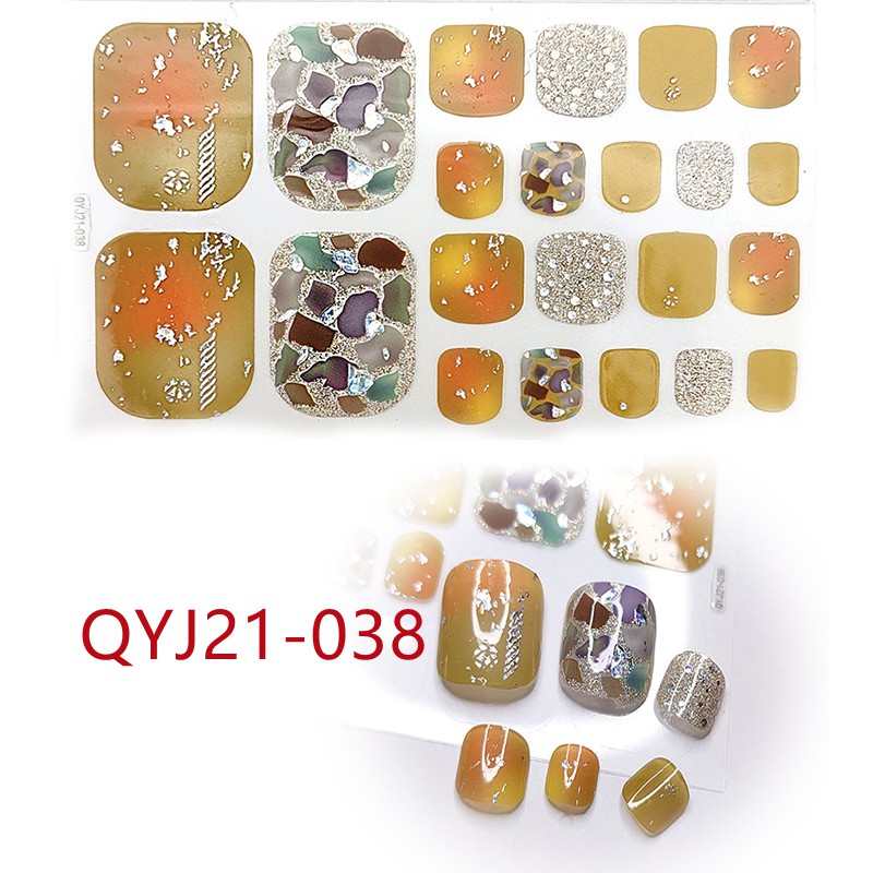 Qyj21-021 - 040 22pcs / Lembar Stiker Kuku Kaki 3d Diy Untuk Nail Art