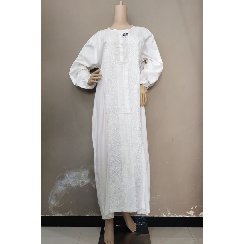 Gamis katun putih bordir kode 05