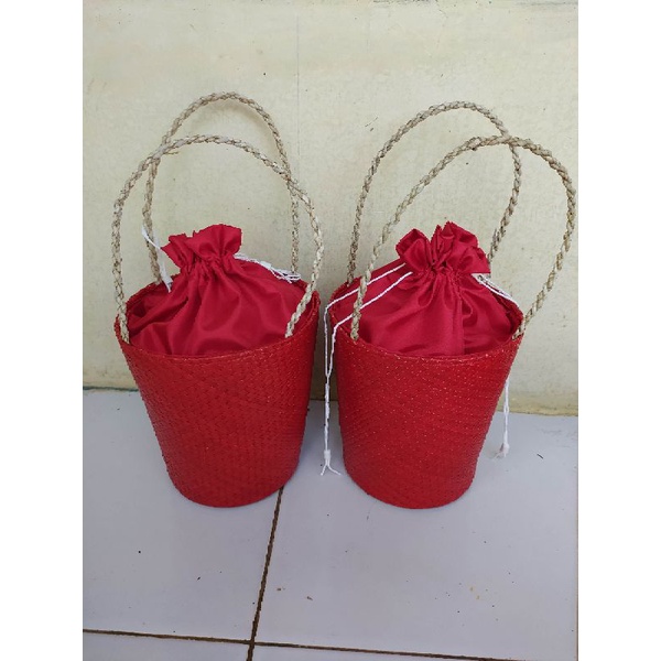 

Tempat Hampers Parcel Souvenir Toples termurah / Tas Anyaman Mendong Serut