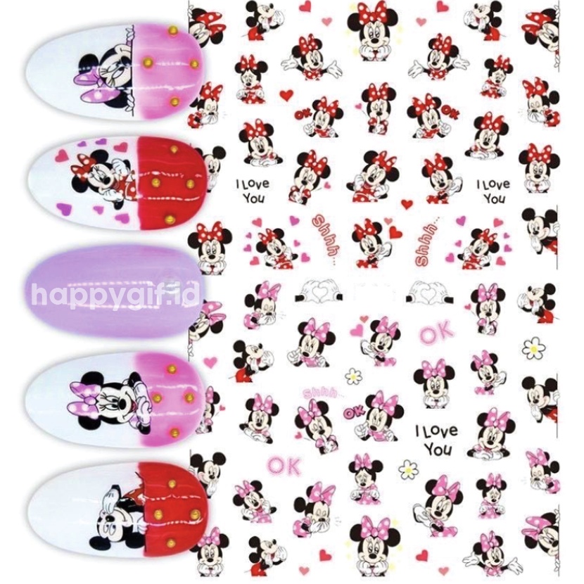 Mickey Minnie Stiker Kuku Stitch Winnie Donald Nail Art Sticker KU032