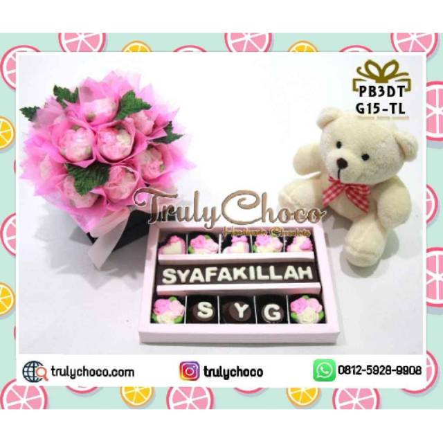 

Hadiah special coklat trulychoco bunga boneka dan gift