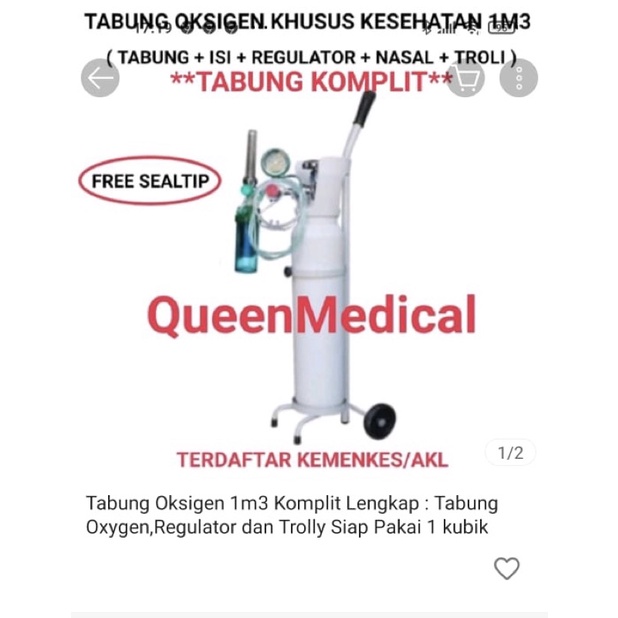 New Tabung Oksigen 1m3 Komplit  Lengkap 7.1 Liter untuk medis