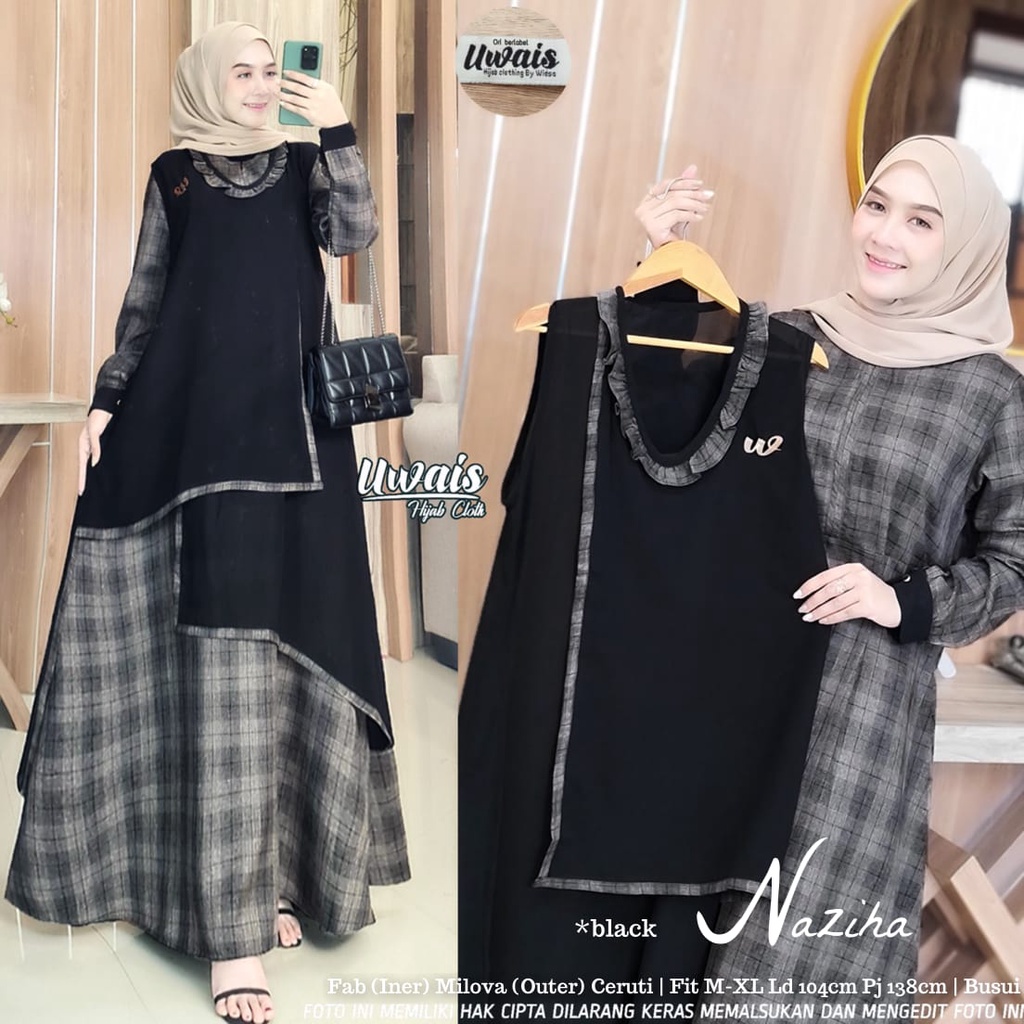 GAMIS WANITA PLUS OUTER UWAIS MODEL TERBARU TERTRENDY TERKOMPLIT