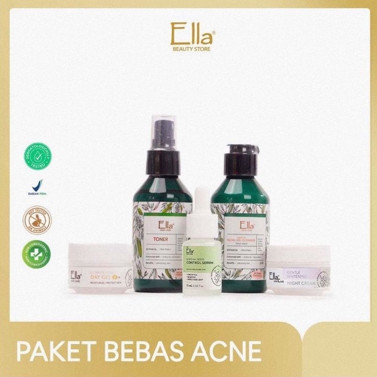 Paket bebas Acne jerawat bruntus kemerahan Ella skincare