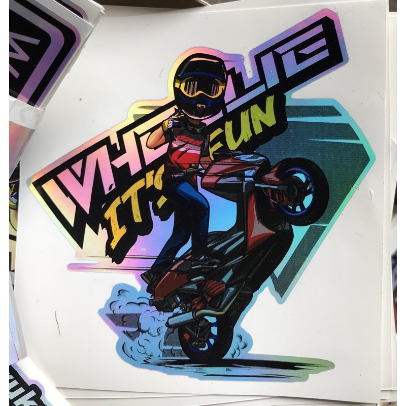 

Stiker Hologram wheelie it's Fun