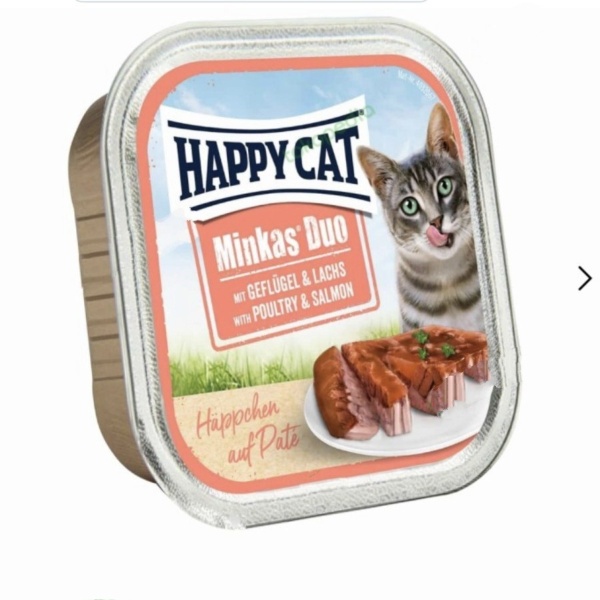 Happy Cat Minkas Duo Poultry &amp; Salmon Makanan Kucing Basah Kaleng Food