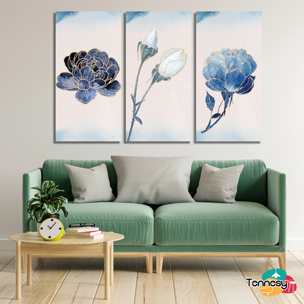 TENNESY HIASAN DINDING FLOWER BUNGA WATER BLUE 15x30CM WALL DECOR PAJANGAN POSTER DEKORASI DINDING KAMAR RUMAH