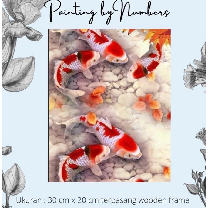 

DIY painting by number 30x20cm kerajinan tangan - KOI FISH