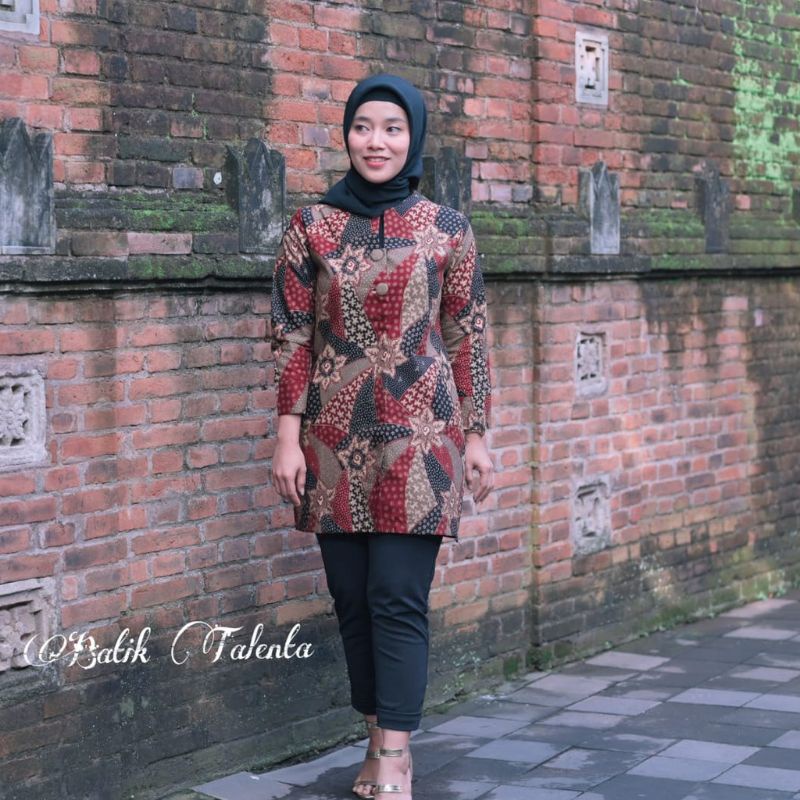 Batik wanita /blouse batik wanita/batik kerja wanita modern Bahan katun baturaden premium