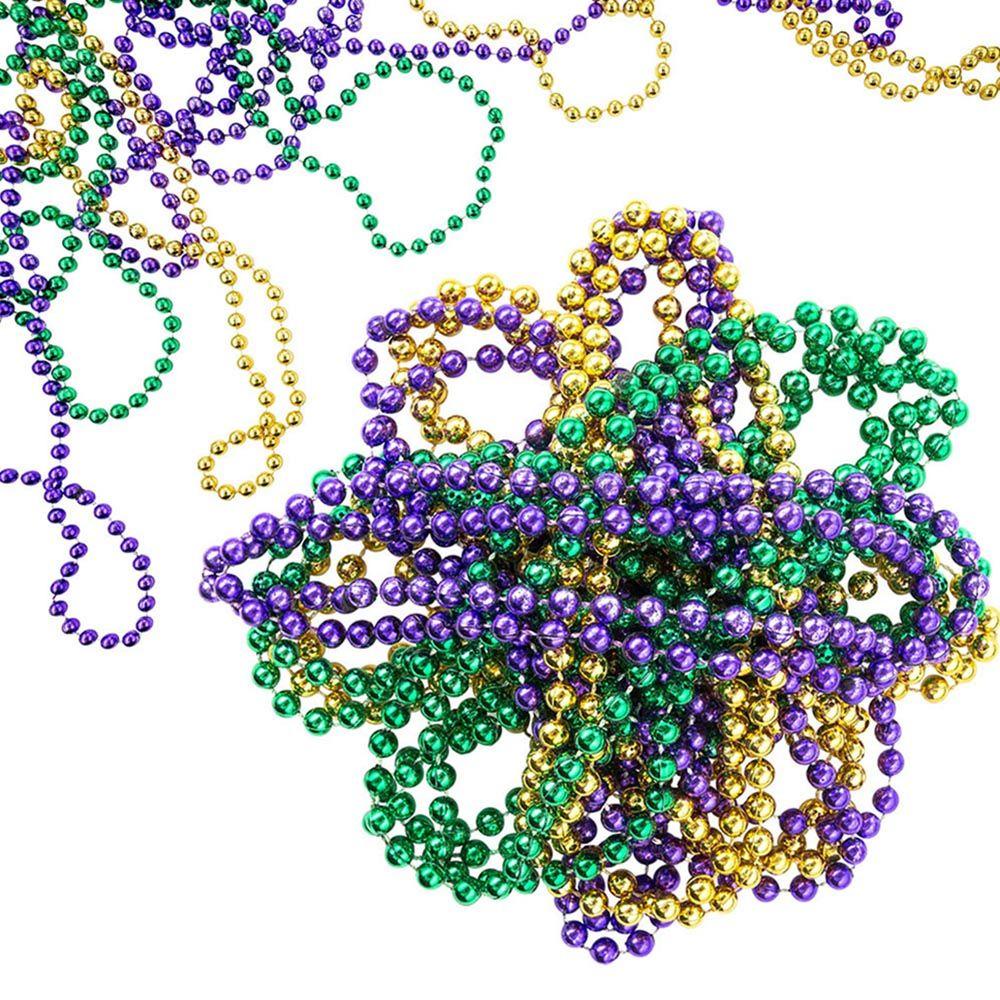 R-bunga Mardi Gras Manik-Manik Wanita DIY Pesta Dekorasi Masquerade Kostum Properti Manik-Manik Kalung St Hari Patrick